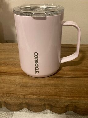 Corkcicle Light Pink Insulated Coffee Mug with Clear Lid